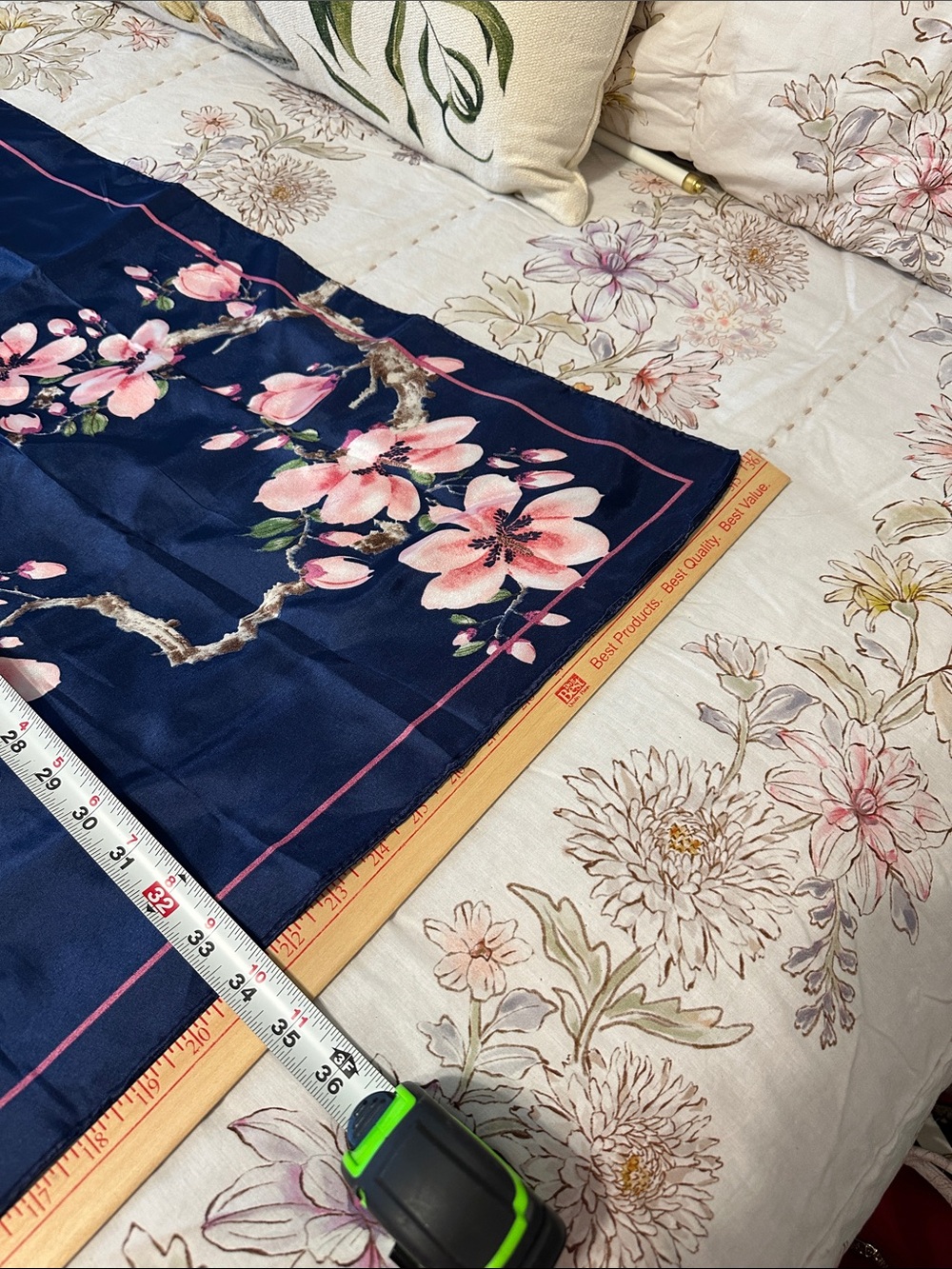 NWOT Navy Floral Scarf - Pink Blossom Design